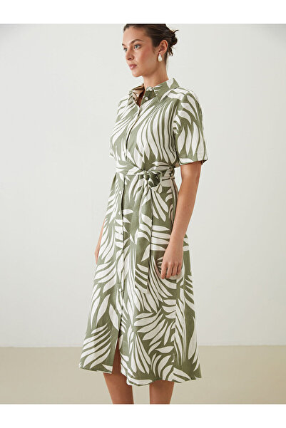 LC Waikiki Nevavm Patterned Linen Blend Shirt Dress with a Difference