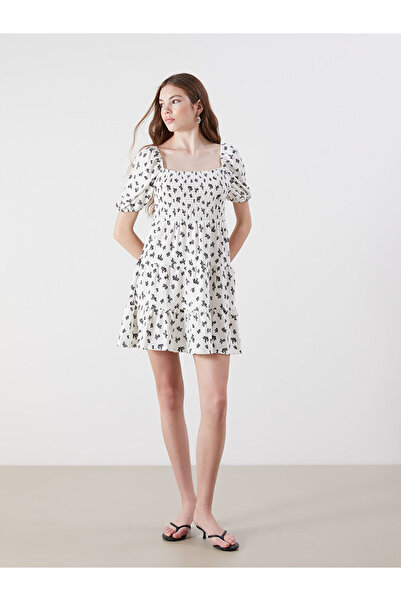 LC Waikiki Blumenkleid für Damen mit U-Boot-Ausschnitt