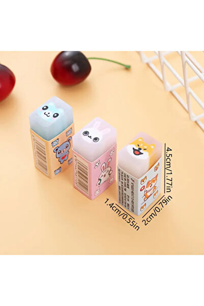 NaSaDAN 3’lü Kawaii Hayvan Silgi Seti – Sevimli Ayıcık, Tavşan ve Köpek Desen...