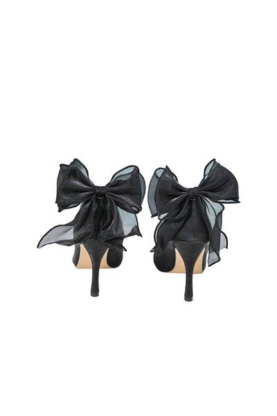 The Casius. Set 2x Shoe Accessories Mesh Bows, Detachable, Black, The Casius