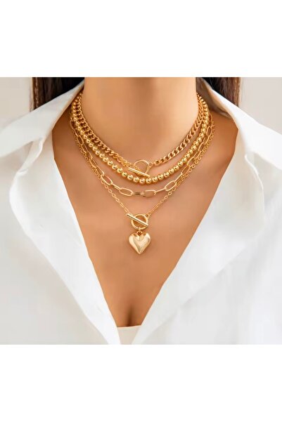 monalisatoka Kadın Kombin Gold Kaplama Gemici Kilit 4’Lü Kolye Seti