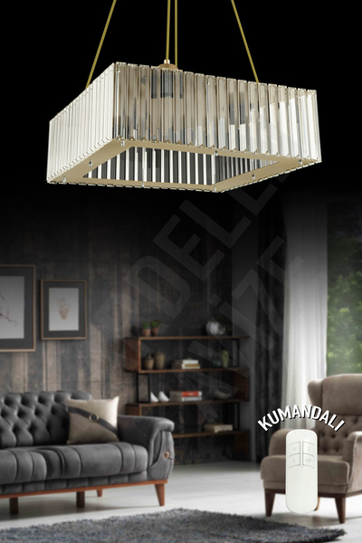 SONSUZ AYDINLATMA&AVİZE Sonsuz Kare Zarif Eskitme 4 Lü 46 cm Kumandalı Lüx Mo...