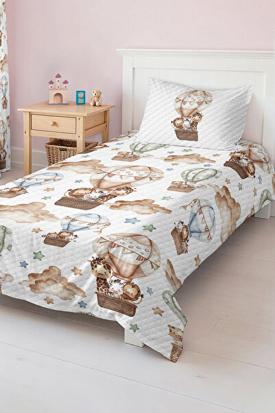 Realhomes مجموعة غطاء سرير بيكيه لغرفة الأطفال والمراهقين بألوان باستيل منقوش...