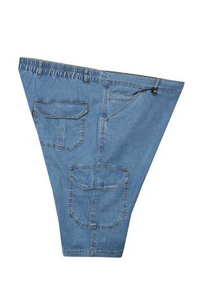 tambattal Dekons Plus Size Cargo Pocket Denim Shorts (Wide Relaxed Fit)