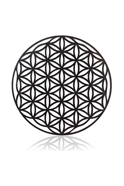 Mirfa Wooden Wall Art With Self Adhesive Base - Black (Flower Of Life)