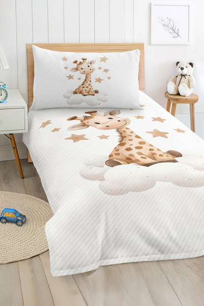 Realhomes مجموعة بيكيه لغرفة الأطفال والمراهقين بألوان الباستيل على شكل زرافة...