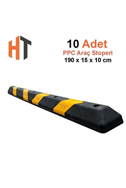 Hayat Trafik Plastik Oto Park Araç Stoperi 190 cm Siyah-Sarı 10'lu Set