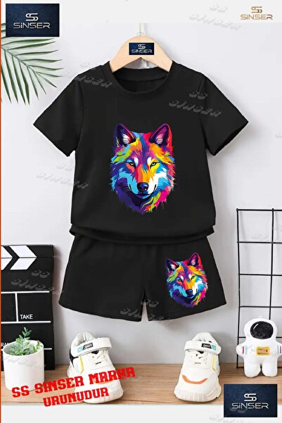 SS SİNSER Children's Unisex “Wolf Painted Colorful Head“ Custom Printed Crew ...