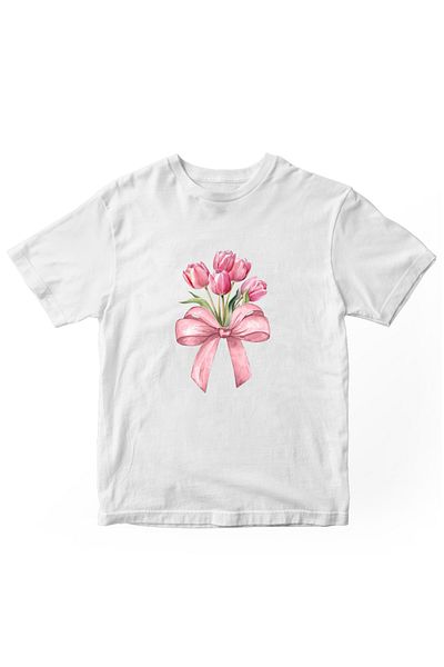 designedfy Coquette Flowers Printed Women's Tshirt White
