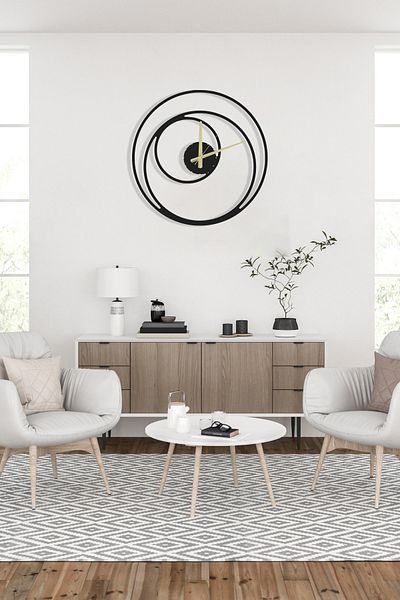 Grandmix Decorative Silent Black Metal Wall Clock 45X45 cm