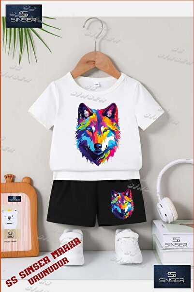 SS SİNSER Children's Unisex “Wolf Painted Colorful Head“ Custom Printed Crew ...