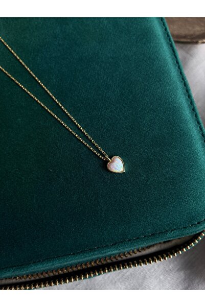 Miltonia 925s Opal Taşlı Kalp Gümüş Kolye