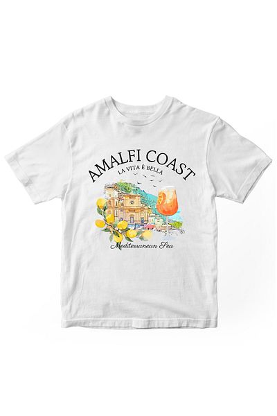 designedfy Amalfi Coast Printed Unisex Tshirt White