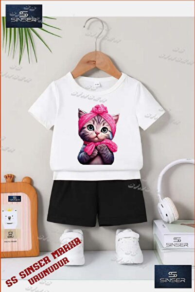 SS SİNSER Παιδικό UNISEX T-shirt με ειδική στάμπα "CAT HALF PINK RIBBON" με λ...