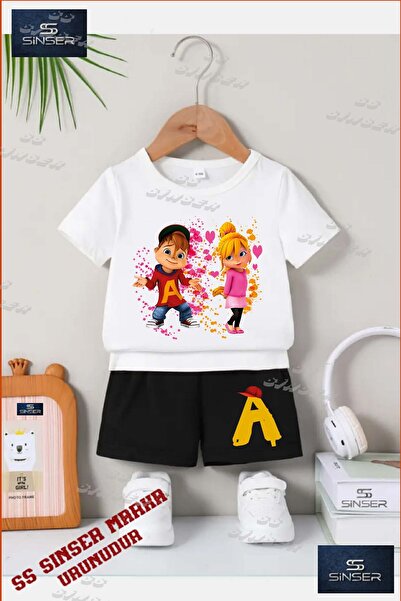 SS SİNSER تي شيرت للأطفال للجنسين "ALVIN 2LI GIRL SQUIRREL" برقبة دائرية مطبو...