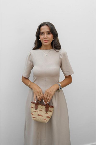 Havoş Beige Callisto Dress with Belt on the Back