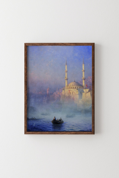 epiqart İstanbul'da Kayıklar - Ahşap Desenli Çerçeve