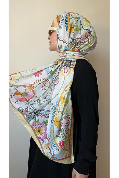 ESSLERA Flower Pattern Yellow Soft Shawl
