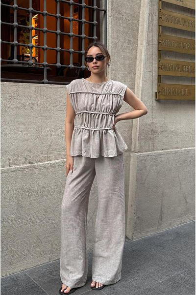 Havoş Mink Layer Blouse Pants Set