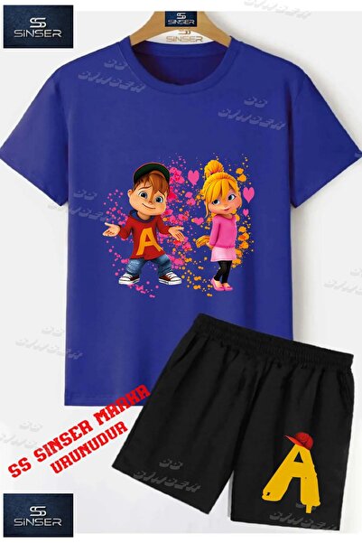 SS SİNSER Children's Unisex "Alvin 2Li Girl's Squirrel" Custom Printed Crew N...