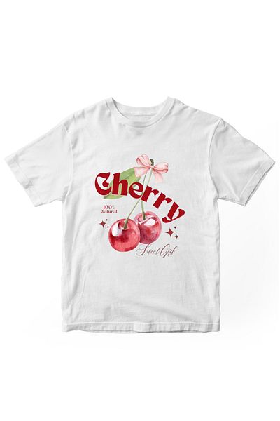 designedfy Cherry Sweet Girl Printed Women's Tshirt White