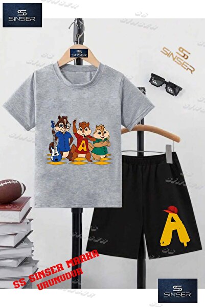 SS SİNSER Kids Unisex “Alvin 3Lu Sincap Muzik Custom Printed Crew Neck T-Shir...