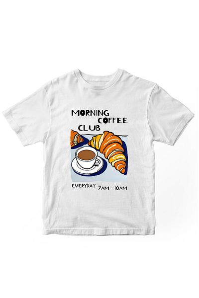 designedfy Morning Coffee Club Printed Women's Tshirt White