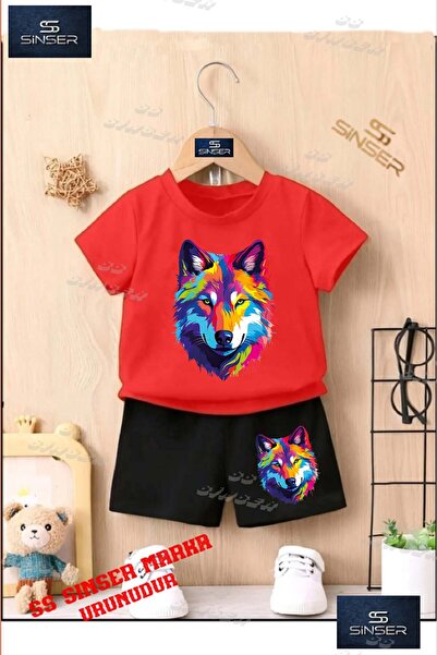 SS SİNSER Children's Unisex “Wolf Painted Colorful Head“ Custom Printed Crew ...