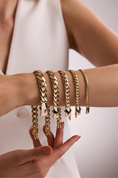 Tufanlar Kuyumculuk 14 Ayar 13 Mm Gurmet Zincir Bileklik (Taşsız Kilit)