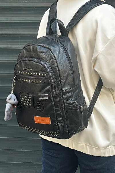 Just Polo Women's Black Imported Washed Leather School & Backpack Shopper 2310000Mh