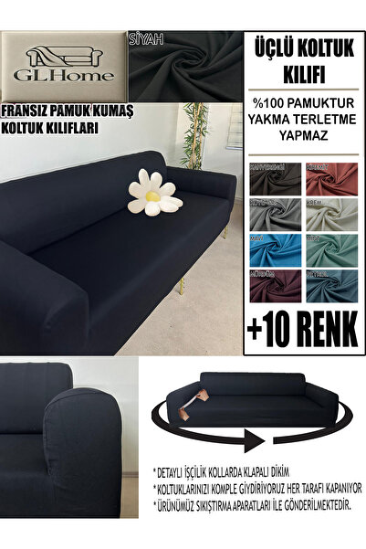 Home %100 PAMUK FRANSIZ KUMAŞ 3 LÜ KOMPLE GİYDİRME KANEPE & ÇEKYAT, BOHEM, PORTO, vb. MODEL KOLTUK KILIFI