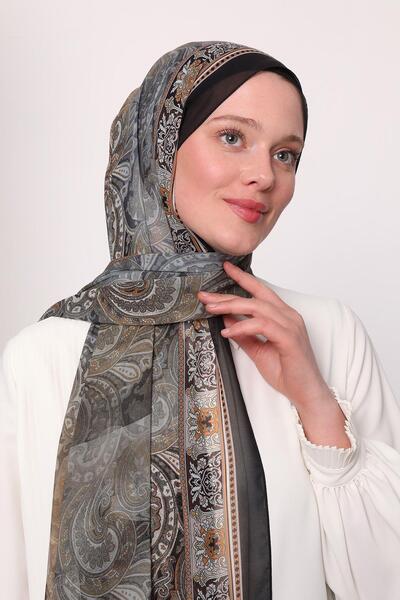 LuvenSara Silk Chiffon Shawl Black