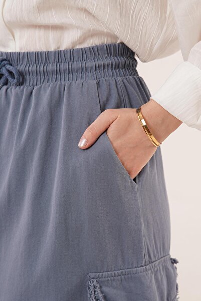 NECCE Önden Yırtmaçlı Jean Etek Taş Renk