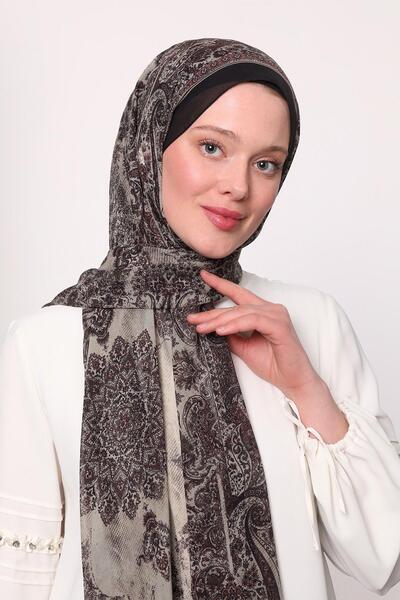 LuvenSara Silk Chiffon Shawl Black Brown