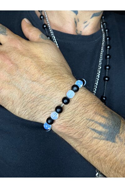 Mos Tespih Scorpio Double Color Glass Natural Stone Bracelet