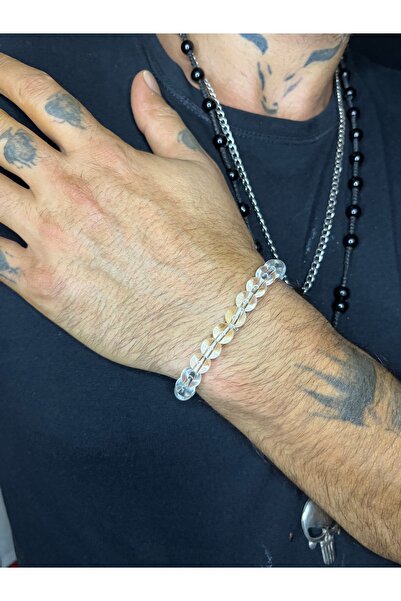 Mos Tespih Aquarius Transparent Glass Natural Stone Bracelet
