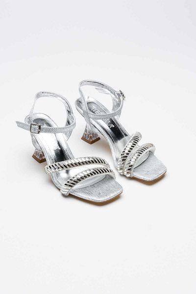 Zerenyus Sandale cu toc transparent cu pietre pentru femei Kendy Premium