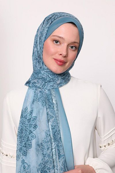 LuvenSara Silk Chiffon Shawl Light Blue