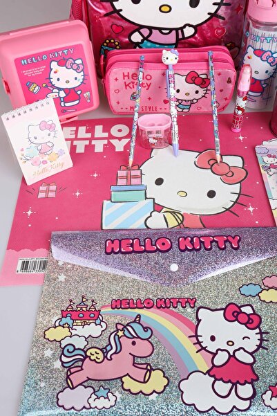 Hello Kitty DEKOMUS İLE LİSANSLI YENİ SEZON "PINK LOVE KOLEKSİYONU" HELLO KITTY OKUL ÇANTASI,KALEM ÇANTASI,BESLE