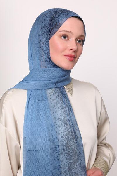 LuvenSara Silk Chiffon Shawl Light Blue