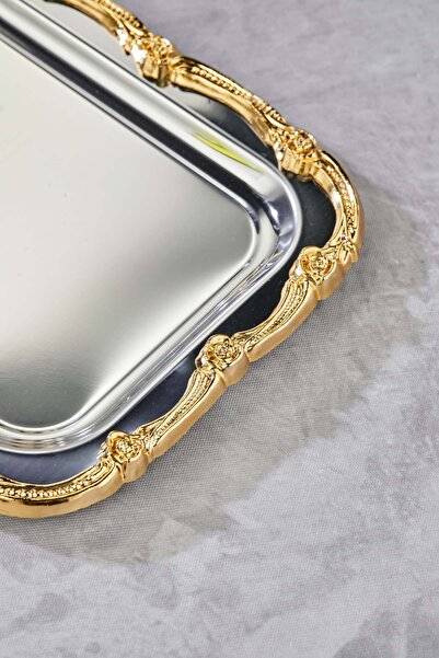 Milenay Elegance Series Metal Presentation Promise Engagement Tray, Silver Tray Gold Accessory
