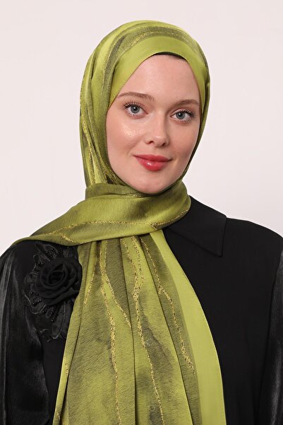 LuvenSara Hint İpeği Şal | Fıstık Yeşili