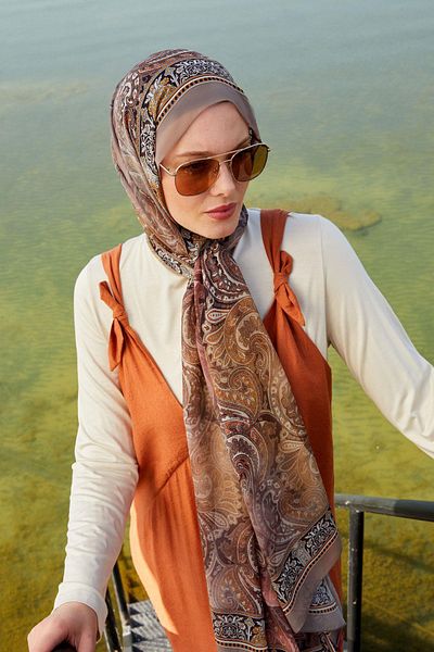LuvenSara Silk Chiffon Shawl Mink