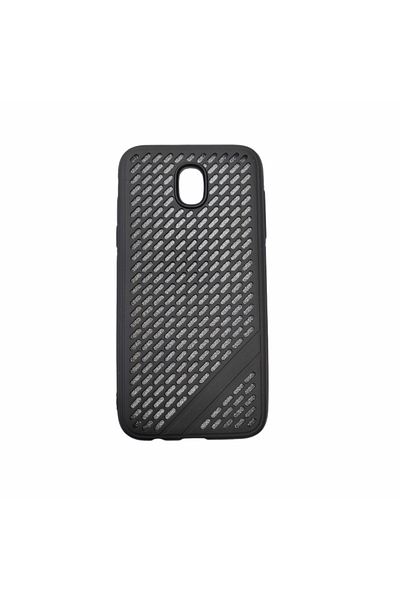 OEM Case compatible with Samsung Galaxy J5 (2017), J530, Black Silicone with holes, Silver Glitter Foil