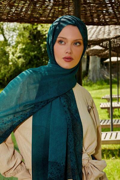 LuvenSara Silk Chiffon Shawl Dark Green