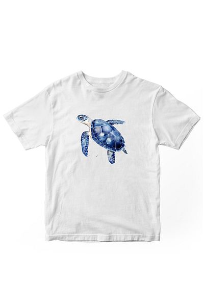 designedfy Water Turtle Printed Unisex Tshirt White