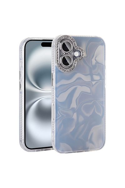 kılıffuarı Apple iPhone 16 Plus Case Shock Absorbing Airbag Glossy Camera Edge Stone Design Esila Cover