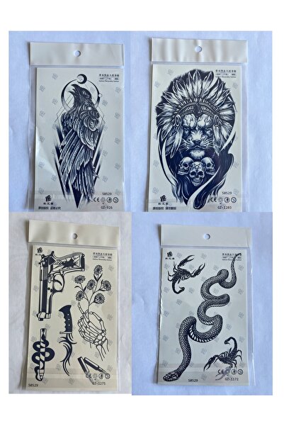 Airbrush Tattoo Karga Yılan 4 adet Birden 3 hafta Kalıcı Geçici yapıştırma Dö...