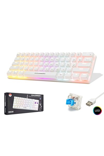 HADRON G508B Mekanik Gaming Mini Klavye Blue Switch RGB 61 Tuş Beyaz