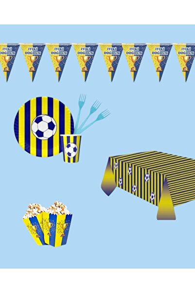 Evabrite Sarı Lacivert Doğum Günü Parti Seti - Çocuklara Özel Taraftar Temalı...